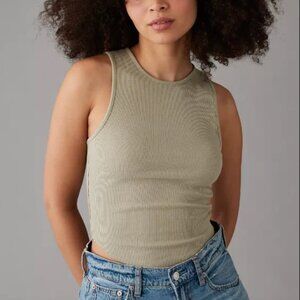 AE High Neck Daily Fave Tank Top, XXL, Olive, NWT